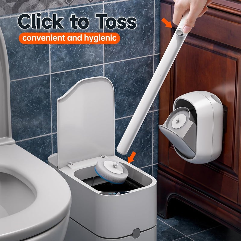 CTIME Disposable Toilet Brush Family Set Includes 60 Brush Heads, a Stylish Brush Handle, an Automatically Opening Replacement Brush Head Storage Box. Suitable for Bathrooms, Toilets and RVs - Image 5